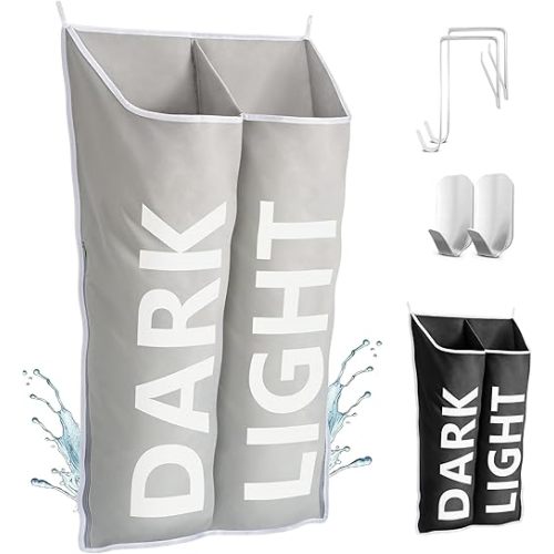 Hanging Laundry Hamper Bag XL 40x22", Space Saving over the Door Storage Bags, Behind the Door Hampers for Dirty Clothes & Wall Mounted Basket for Bathroom, Organizer for Small Room Spaces RV