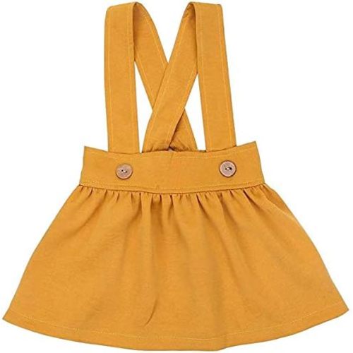 FIOMVA Toddler Infant Baby Girl Clothes Ruffle Button Suspender Skirt Overall Strap Dress One Piece Summer Outfits