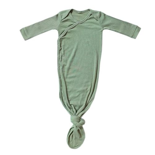 Copper Pearl Baby Gown - Knotted Newborn Sleepers for Baby Boy and Girl, Soft Stretchy Long Sleeve Infant Gowns with Bottom Tie and Hand Mittens, Perfect Hospital Coming Home Outfit (Clover)
