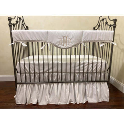 White Gender Neutral Crib Bedding, Boy Crib Bedding, Girl Crib Bedding - Just Baby Designs