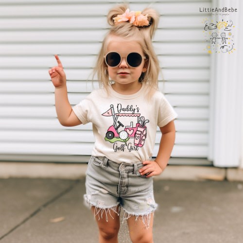 Daddy's Golf Girl Shirt, Cute Pink Golf Cart Shirt for Girls,  Daddy And Me, Toddler Youth Neutral Boho Tee, Father Daughter