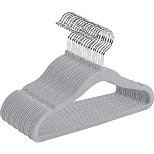 Utopia Home Kids Hangers Velvet (50 Pack) - 11 Inch Durable Baby Hangers for Closet - Perfect for Toddler & Non Slip for Everyday Use (Grey)