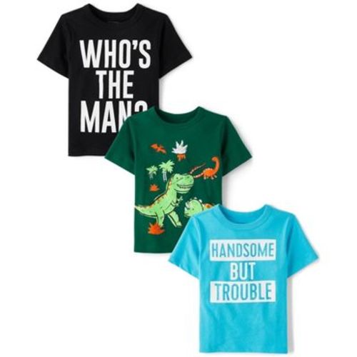 The Children's Place Toddler Boys Short Sleeve Dino Humor Graphic Tee 3-Pack Multi 2T