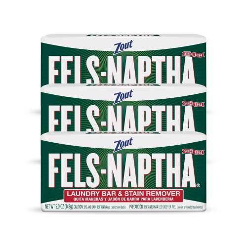 "Fels-Naptha Laundry Soap Bar, Pack of 3, Stain Remover and Cleaner, 4-3/4""x2-1/4"