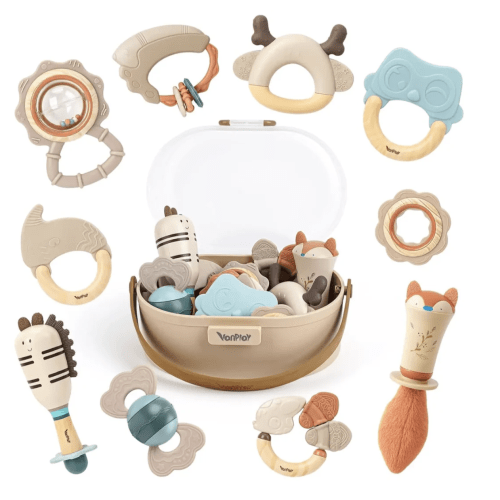 Baby Rattles Teething Toys with Soft Textures Set