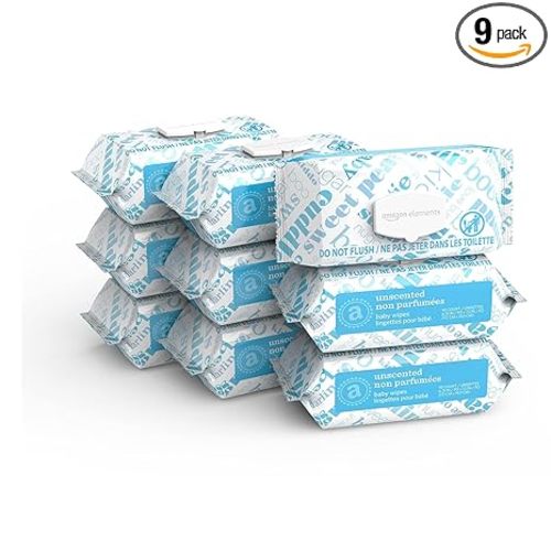 Amazon Elements Baby Wipes, Unscented, Hypoallergenic, Alcohol-Free, With Aloe and Vitamin E, 810 Count, Flip-Top Packs