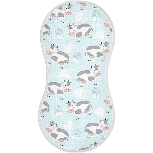 Muslin Burp Cloths for Baby Boys and Girls - 1-Pack Ultra Absorbent Cow Muslin Washcloths, Newborn Towel, Milk Spit Up Rags, Burp Cloth Bib for Unisex, 22 x 11 Inch