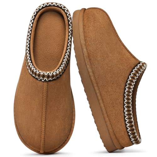 Litfun Memory Foam Fuzzy Slippers for Women House Shoes Indoor Outdoor | Cozy and Warm, Faux Suede, Non-slip Hard Bottom, Supportive, Cushioned, Slip On, Winter, Machine Washable, Style, Classic