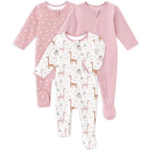 Baby Sleepers 3 Pack Cotton Pajamas for Newborn 0-3 3-6 6-9 Months Boys Girls Clothes Sleep 'N Play Footie PJs