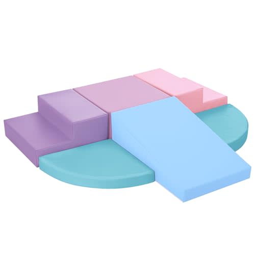 TODIBY 6-Piece Foam Climbing Blocks for Toddlers: Colorful Climbing Gym PU Leather Baby Foam Building Blocks Indoor Toy