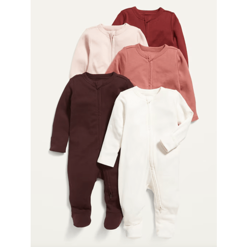 Unisex 2-Way-Zip Footie Sleep & Play One-Piece 5-Pack for Baby