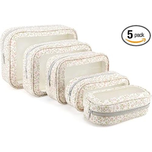 YOPCDJ 5PCS Diaper Bag Organizer Pouch Set, TSA Approved Toiletry Bag, Clear Waterproof Makeup Bag Set, Purse Organizer Pouches,Travel Organizer Bags for Women and Kids