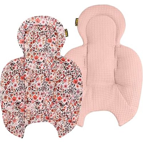 Ukje Swing Insert Rocker Cover Compatible with 4moms mamaRoo 5 Swing, Swing Accessories with Reversible Design, Easy to Install, Handmade in Europe - Pink Flowers