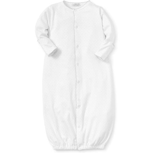 kissy kissy Baby Gender Neutral New Kissy Dots Print Convertible Nightgown, White/Silver, Newborn