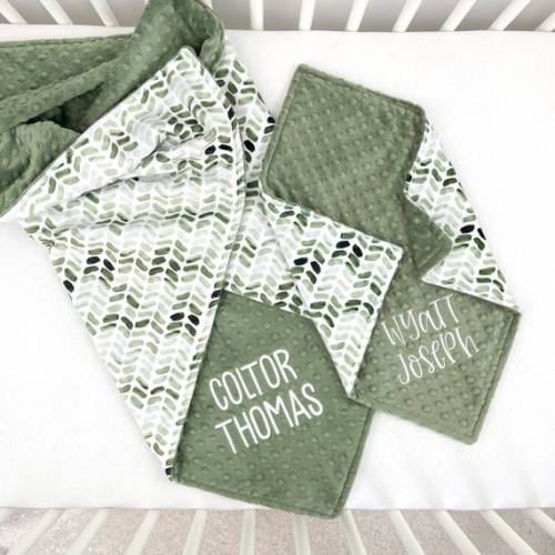 Personalized Blanket for Baby Boy Green Minky Blanket With - Etsy