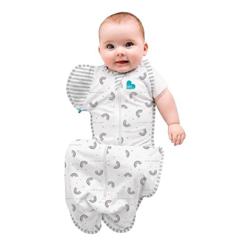 Love to Dream Swaddle Up Transition Swaddle, Patented Zip-Off Wings, Gently Help Baby Transition from Being Swaddled to Arms Free When Showing Signs of Rolling, 1.0 TOG, 13-19 lbs, Rainbow Dream