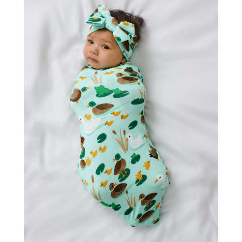 Puddle Jumpers Swaddle & Luxe Bow Headband Set | Little Sleepies