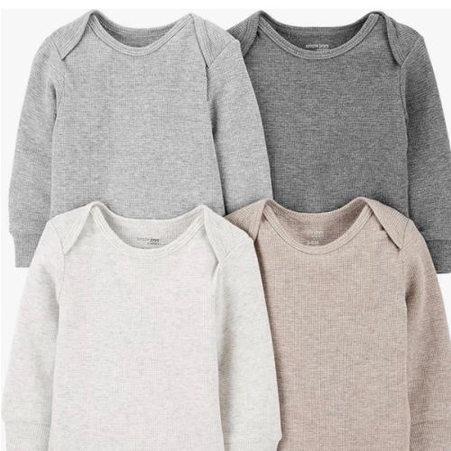 Simple Joys by Carter's Baby 4-pack Soft Thermal Long Sleeve Bodysuits