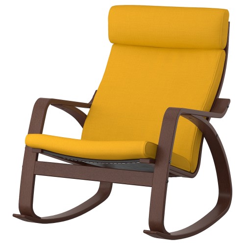 POÄNG Rocking chair - brown/Skiftebo yellow