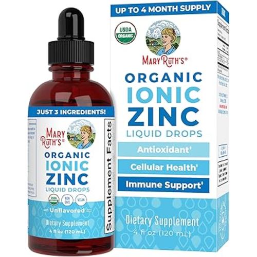 MaryRuth Organics Zinc Supplements for Immune Support | Ionic Zinc for Kids & Adults | Liquid Zinc Supplement | 40 Day Supply | Skin Care Supplement | Vegan | Gluten Free | Glycerin Based | 4 oz