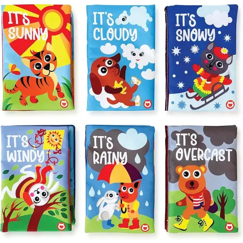 Cloth Books (Set of 6). High Contrast Soft Books. Black and White Images Encourage Infant Development – Suitable for Babies and Toddlers from 3 Months (Seasons)