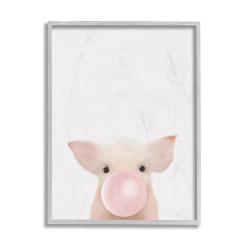 Zoomie Kids Baby Farm Piglet With Pink Bubble Gum | Wayfair