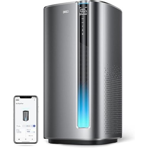 Dreo - Purificadores de aire para el hogar, habitación grande o dormitorio, filtro True HEPA H13 elimina el 99.985% de las partículas de pelo de mascotas, polvo, humo y polen, monitor PM2.5, modo