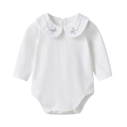 Infant Baby Girls Bodysuit Peter Pan Doll Collar Super Soft Cotton Romper One-Piece Outfit 0-24 Months