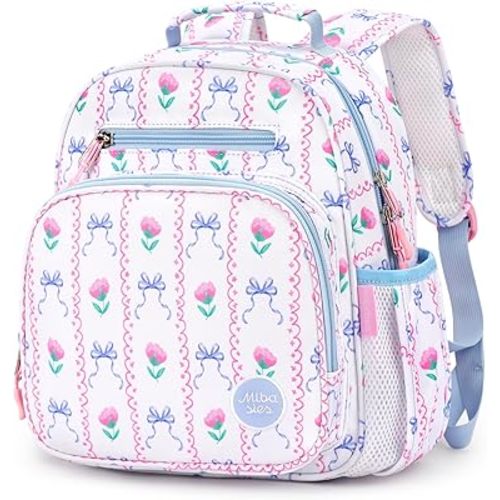 mibasies Toddler Backpack for Girls 2-4: Preschool Kindergarten Backpack - Cute Kids Backpacks for Girls - Bowknot Rose Sky Blue