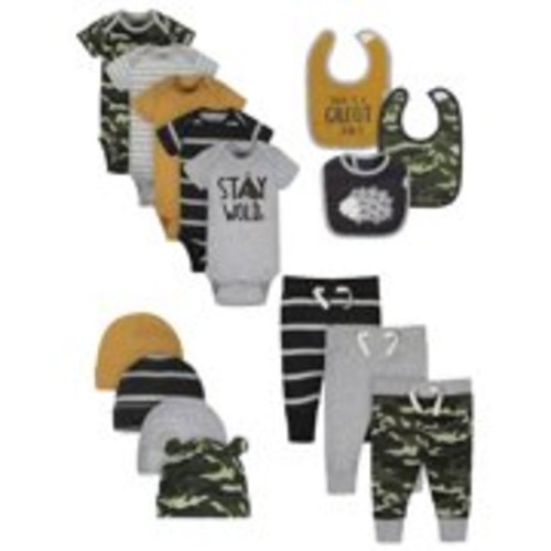 Gerber Organic Onesies Bodysuits, Pants, Caps, and Bibs Outfit Set, 15pc (Baby Boys)
