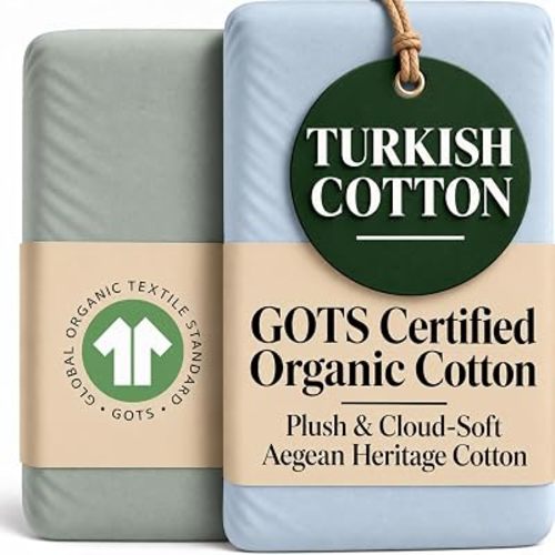 GOTS Organic Bedside Bassinet Sheets 33x20 for Newton, Maxi Cosi Iora, Angel Bliss, Koola Baby Bond, Harppa Cudly 3 in 1– PLUSH & CLOUD SOFT 2 Pack Cotton Cover Boy, Girl 33 x 20 upto 35 x 19