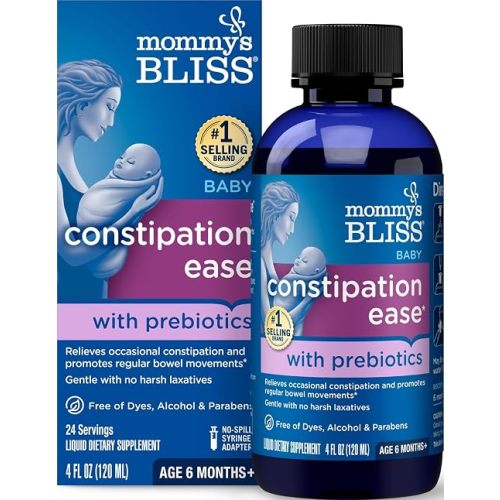 Mommy's Bliss Constipation Ease + Prebiotics, Relieves Occasional Constipation, Gentle & Safe, No Harsh Laxatives, 4 Fl Oz Bottle (Pack of 1)