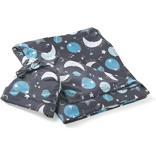 Little Sleepies Swaddle & Hat Set, Baby Swaddles Newborns, Soft Viscose from Bamboo Swaddle Blanket Wrap (Blue to The Moon & Back)