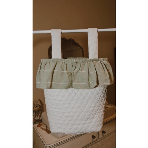 Cream & Green Striped Stroller Bag
