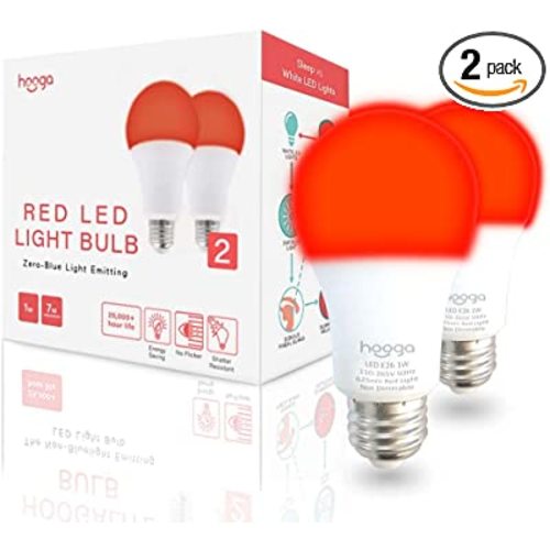 Amazon.com: hooga Sleep Light Bulb, Blue Light Blocking Red Night Light. 625nm Red Bulb for Healthy Sleep. Baby Nursery Light. 1W LED, 7W Replacement 2-Pack : Health & Household