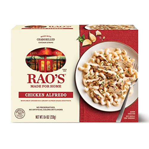 Rao's Homemade Chicken Alfredo Frozen Meal, All Natural Premium Quality Frozen Pasta, No Preservatives, No Artificial Colors or Flavors, With White Meat Chicken, 8.9 Ounce (Pack of 1)