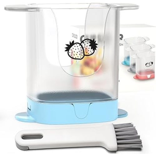 Upgrade Fruit Slicer, Multifunctional Strawberry Slicer with Cleaning Brush, Cup Slicers for Fruits and Vegetables（Blue）