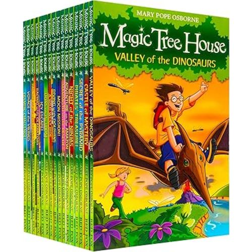 Mary Pope Osborne Magic Tree House Collection 16 Books Set (Moon Mission!, Icy Escape!, Olympic Challenge!, Castle of Mystery, Night of the Ninjas, Racing with Gladiators, A Wild West Ride & MORE!)