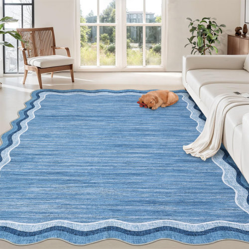 Beachcrest Home™ Bordered Design Machine Washable Rug with Rubber Backing for Living Room Modern Non-Slip Dining Room Rug Easy-Cleaning Floor Carpet for Bedroom & Reviews | Wayfair