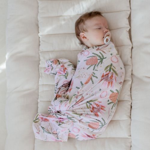 Zoe Sage Stretchy Baby Swaddle Wrap - Gumnut Blossoms - Stretchy Baby Swaddle Wrap - Gumnut Blossoms