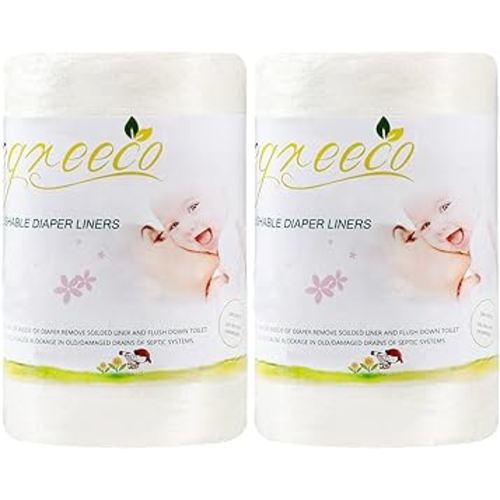 wegreeco Cloth Diaper Liners - Unscented Diaper Liners, Fragance Free Cloth Diaper Liners - 100 Sheets Per Roll (2 Roll)