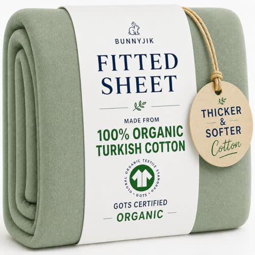 Signature Crib Sheet - Organic Heritage Turkish Cotton, GOTS Certified Premium Weight, Ultra Soft, Breathable Fitted 1 Pack - Toddler Bed Mattress Sheets for Boys & Girls