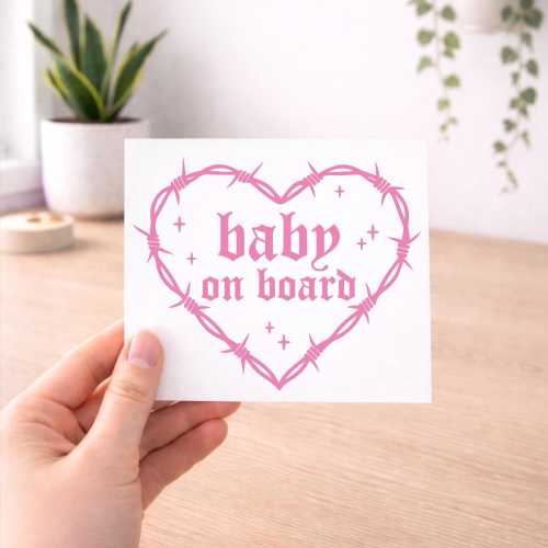 Baby On Board Warning Car Window Decal, Goth Baby, New Parent Gift Decal, Baby Car Decals, Retro Bumper Sticker, Car Accessories, Goth Decal