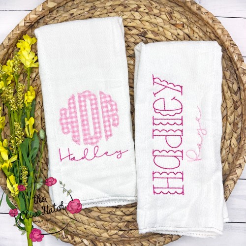Personalized Monogrammed Burp Cloth Set - Applique Embroidery