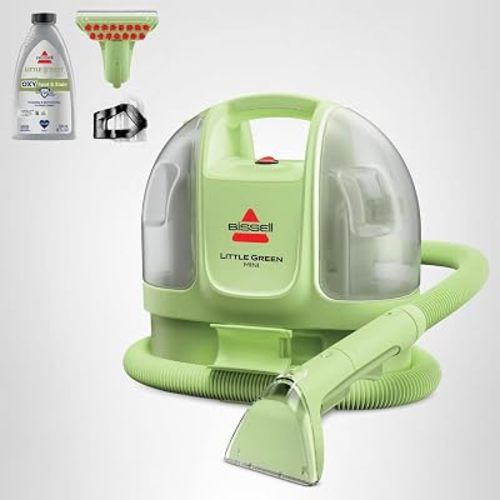 BISSELL Little Green Mini Portable Carpet and Upholstery Deep Cleaner, Car/Auto Detailer, with HydroRinse Self-Cleaning Tool and 4" Tough Stain Tool, Tea Green, 4075