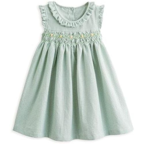 Simplee kids Baby Girl Smocked Dress Summer Casual Short Sleeve Dresses Floral Print Sundress Princess Dress for Toddlers