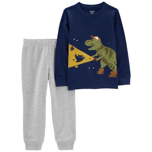 Baby 2-Piece Dinosaur Jersey Tee & Jogger Set - 12M - Navy/Heather