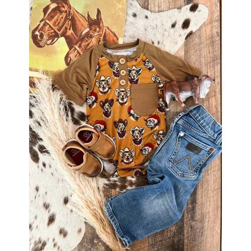 CowDogs Button Short Sleeve Onesie – theFRINGEDpineapple