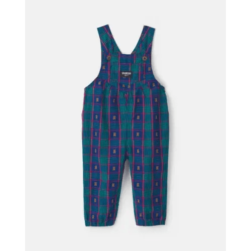 Baby Girl Plaid Bear Overalls - Blue - OshKosh B'gosh | Carter's