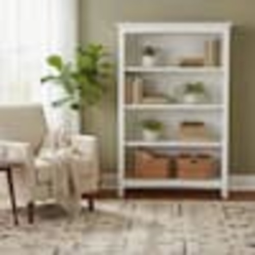International Concepts 48 in. White Wood 4-shelf Standard Bookcase with Adjustable Shelves SH08-3224A